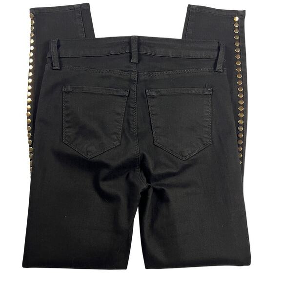 L'Agence Margot Skinny High Rise Gold Studded Stretch Jeans Noir Black Size 26 - Picture 9 of 12